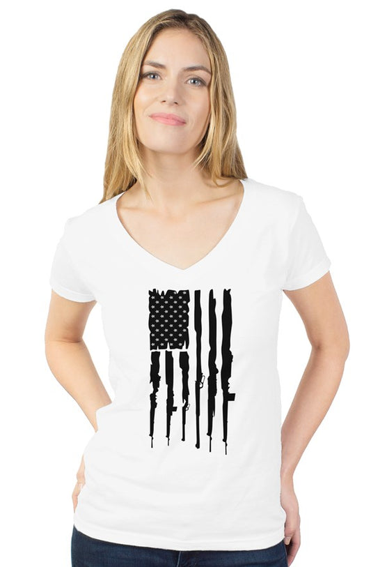 Flag 'n Guns - Women's Tultex V Neck