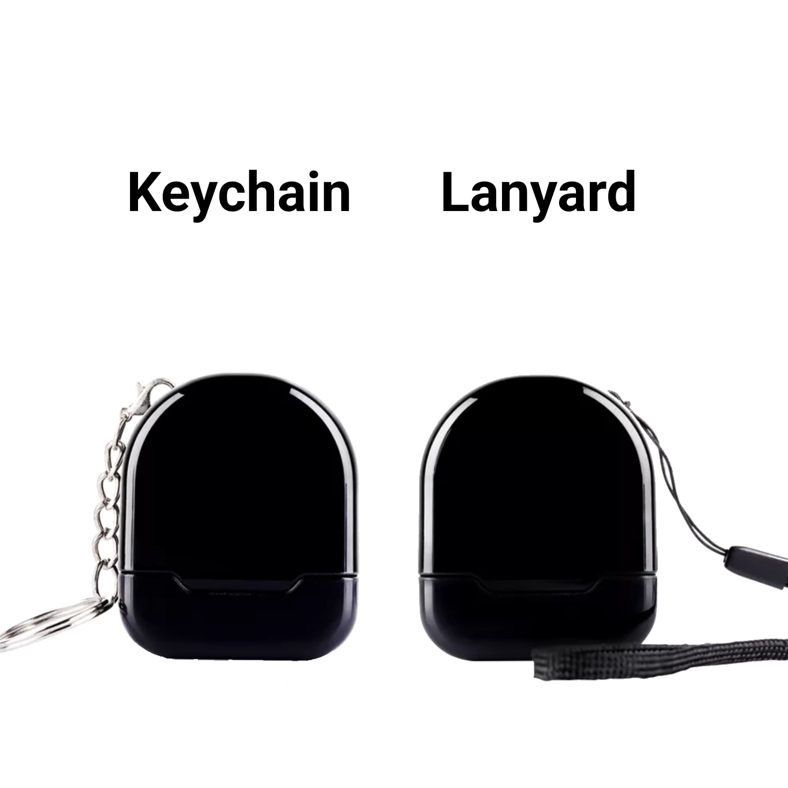 Image of the two variations available including a keychain or lanyard