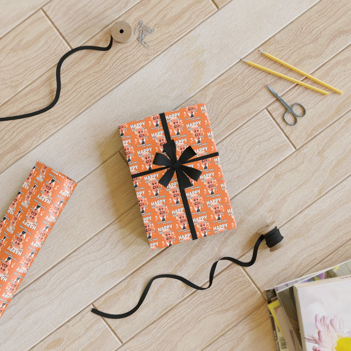 Happy... You Know The Thing - JB Parody Birthday Wrapping Paper - Orange